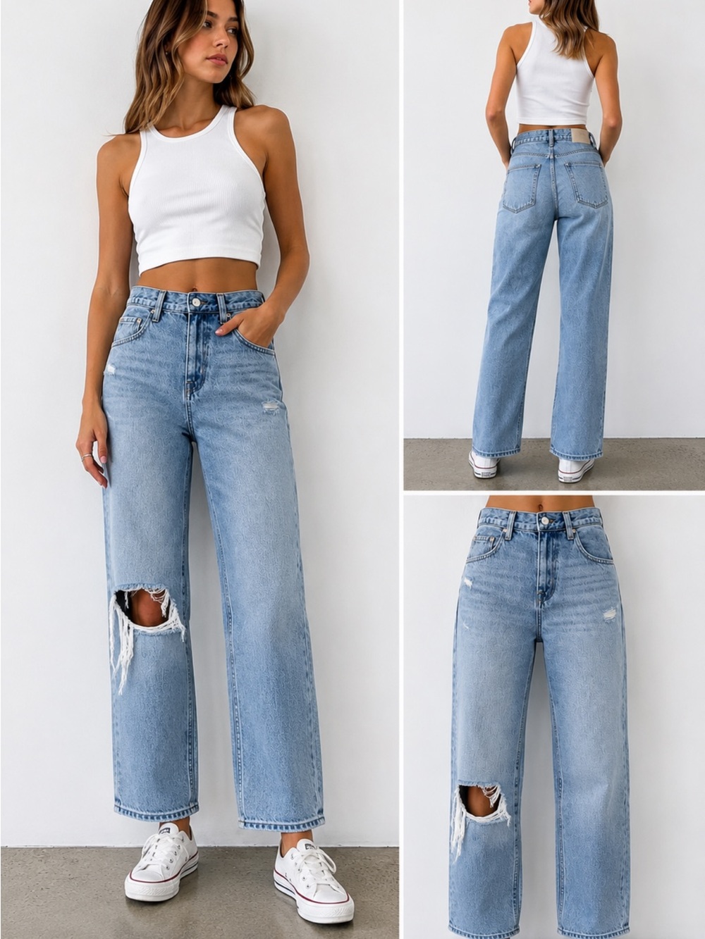 Pistola Hendrix High Rise Baggy Jeans Women’s Size 25 Light Wash Distressed